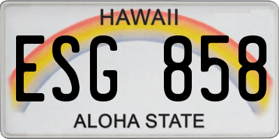 HI license plate ESG858