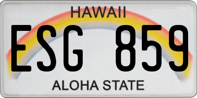 HI license plate ESG859