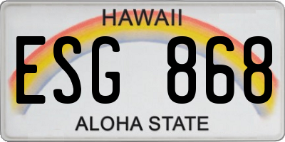 HI license plate ESG868