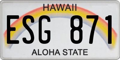 HI license plate ESG871