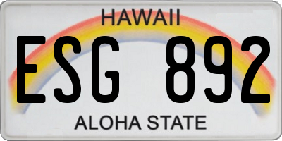 HI license plate ESG892