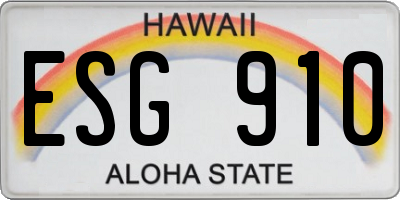 HI license plate ESG910