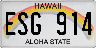 HI license plate ESG914