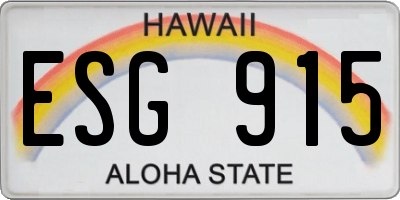 HI license plate ESG915
