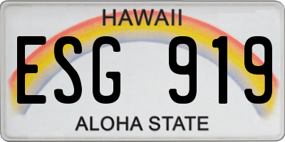 HI license plate ESG919