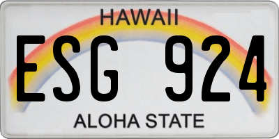 HI license plate ESG924