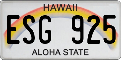HI license plate ESG925