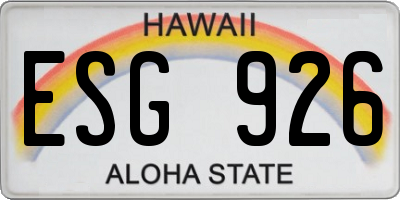 HI license plate ESG926