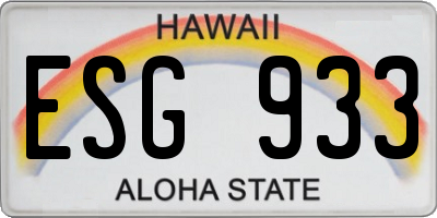 HI license plate ESG933
