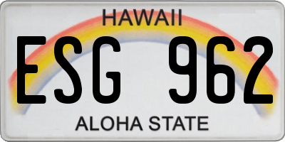 HI license plate ESG962