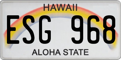 HI license plate ESG968
