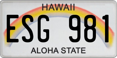 HI license plate ESG981