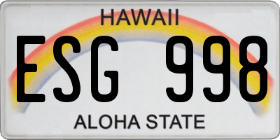 HI license plate ESG998