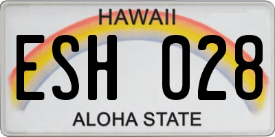 HI license plate ESH028