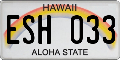 HI license plate ESH033