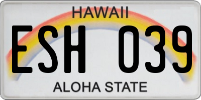 HI license plate ESH039