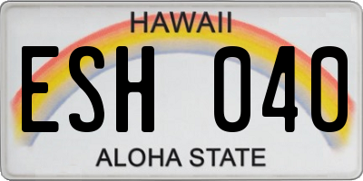 HI license plate ESH040