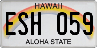 HI license plate ESH059