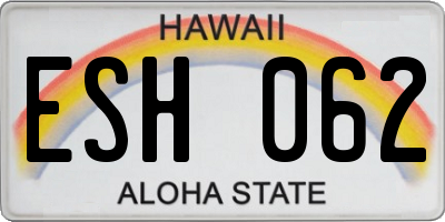 HI license plate ESH062