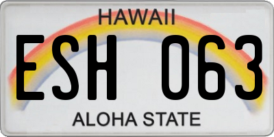 HI license plate ESH063