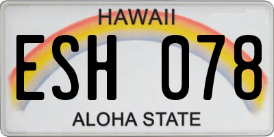HI license plate ESH078