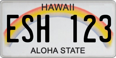 HI license plate ESH123