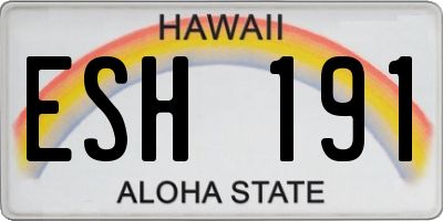 HI license plate ESH191