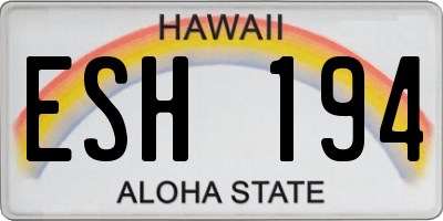 HI license plate ESH194