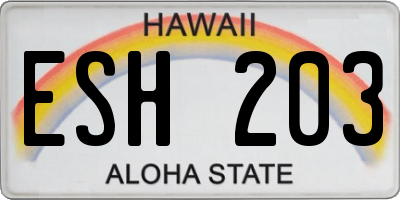 HI license plate ESH203