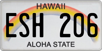 HI license plate ESH206