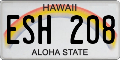 HI license plate ESH208