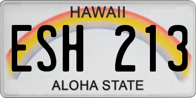 HI license plate ESH213