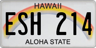 HI license plate ESH214