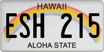 HI license plate ESH215