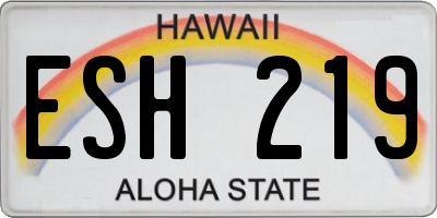 HI license plate ESH219
