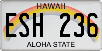 HI license plate ESH236