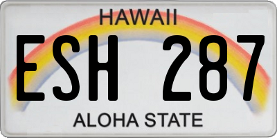 HI license plate ESH287