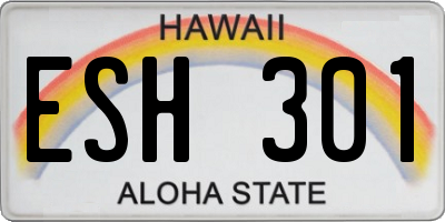 HI license plate ESH301