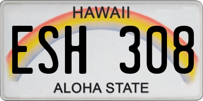 HI license plate ESH308