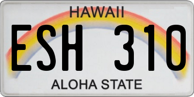 HI license plate ESH310
