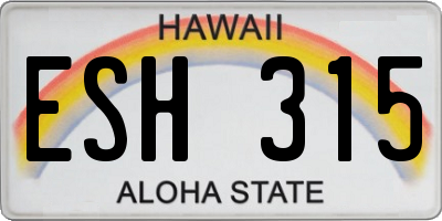 HI license plate ESH315
