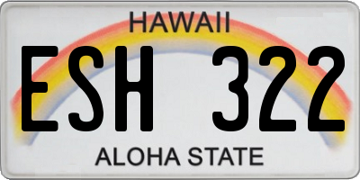 HI license plate ESH322
