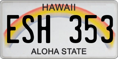 HI license plate ESH353