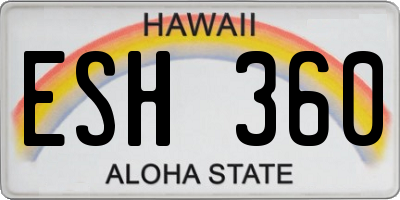 HI license plate ESH360