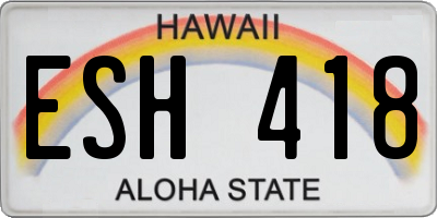 HI license plate ESH418