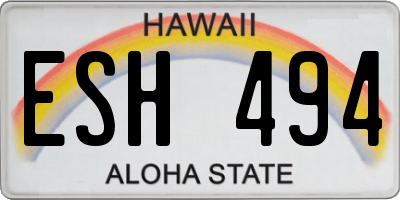 HI license plate ESH494