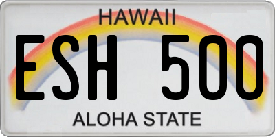 HI license plate ESH500