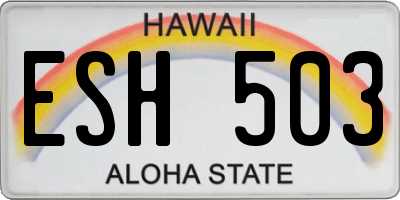 HI license plate ESH503