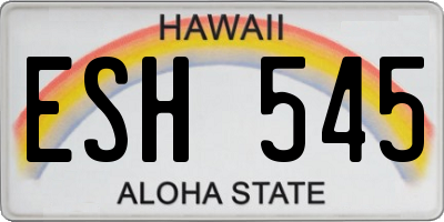 HI license plate ESH545