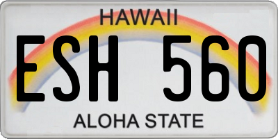 HI license plate ESH560